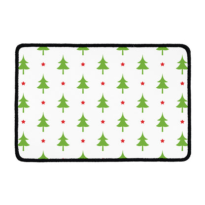 Christmas Tree And Star Pattern Print Kitchen Mat