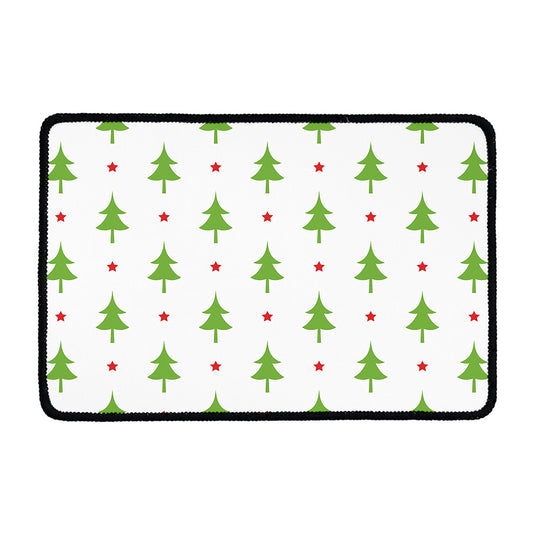 Christmas Tree And Star Pattern Print Kitchen Mat