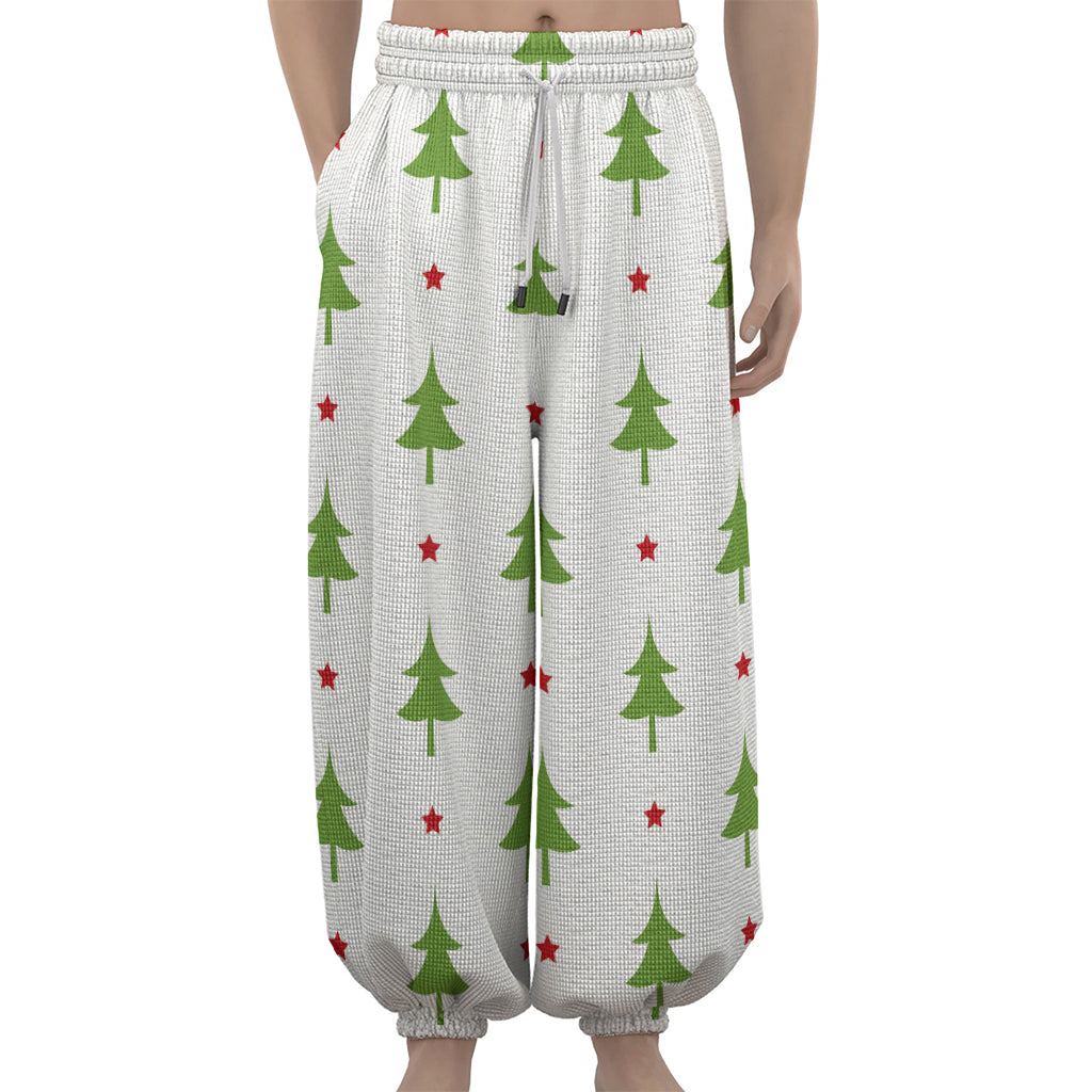 Christmas Tree And Star Pattern Print Lantern Pants