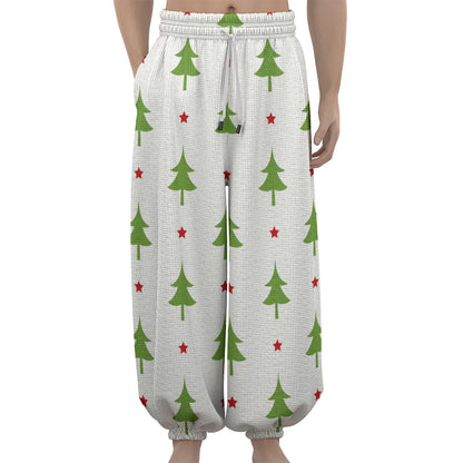 Christmas Tree And Star Pattern Print Lantern Pants
