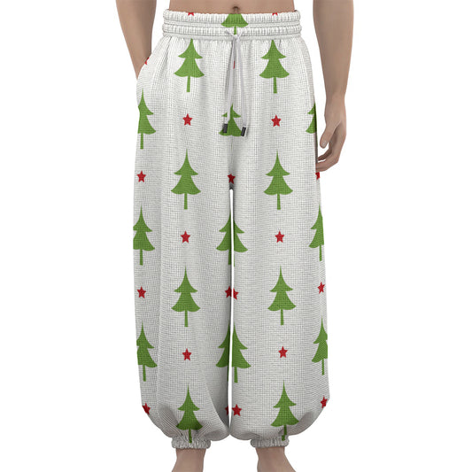 Christmas Tree And Star Pattern Print Lantern Pants