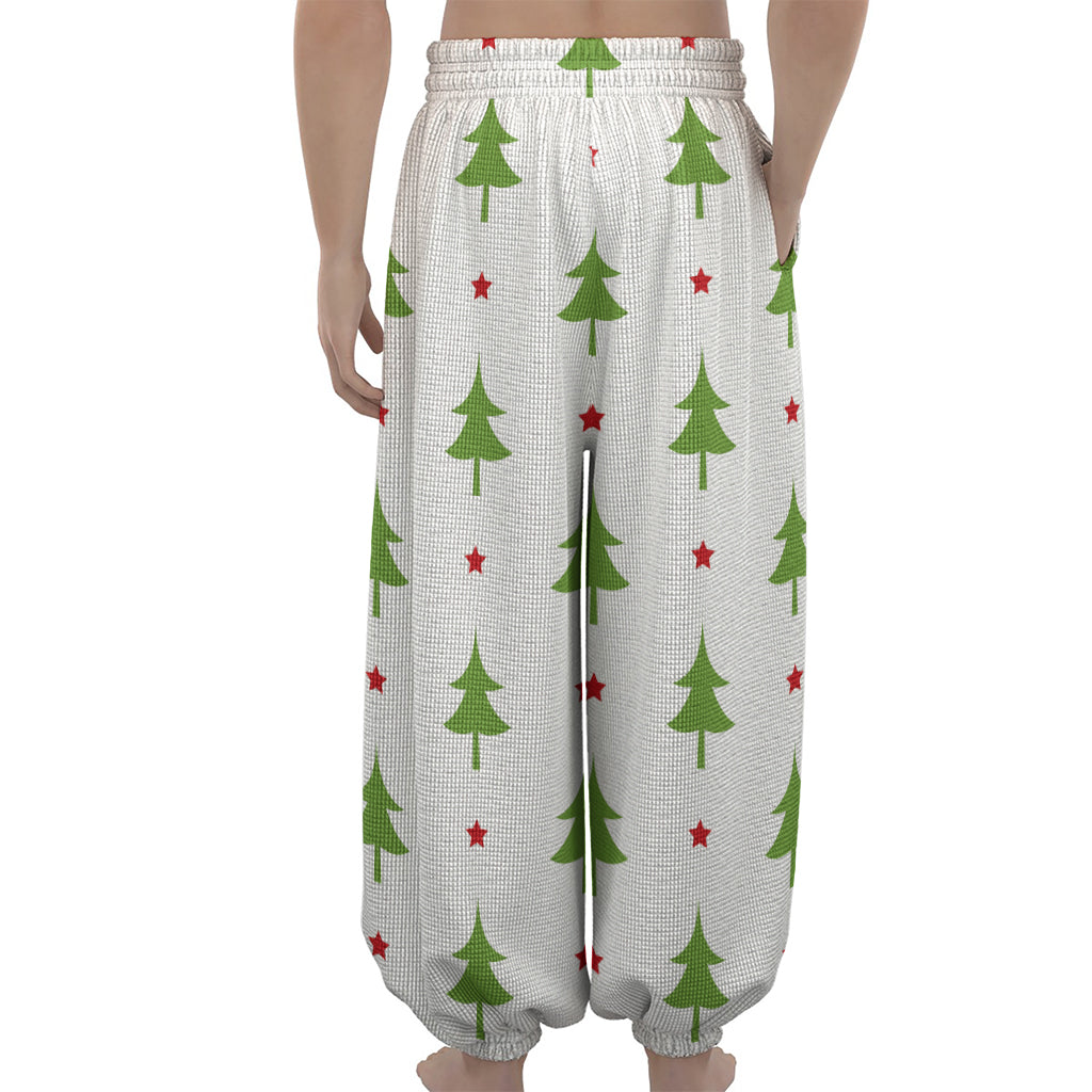 Christmas Tree And Star Pattern Print Lantern Pants