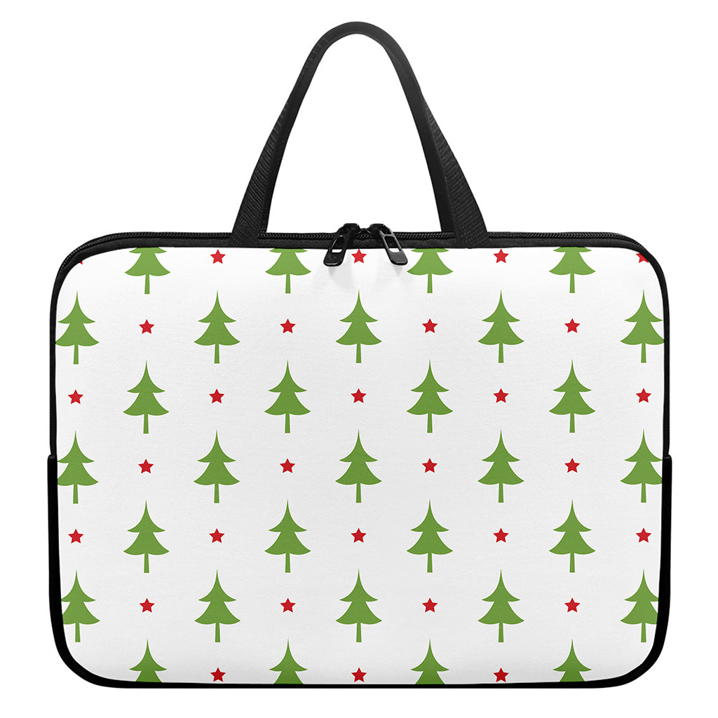 Christmas Tree And Star Pattern Print Laptop Sleeve With Handle