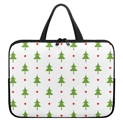 Christmas Tree And Star Pattern Print Laptop Sleeve With Handle