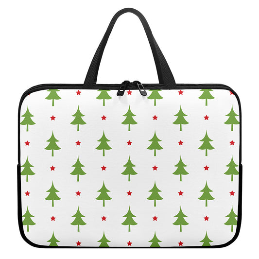 Christmas Tree And Star Pattern Print Laptop Sleeve With Handle