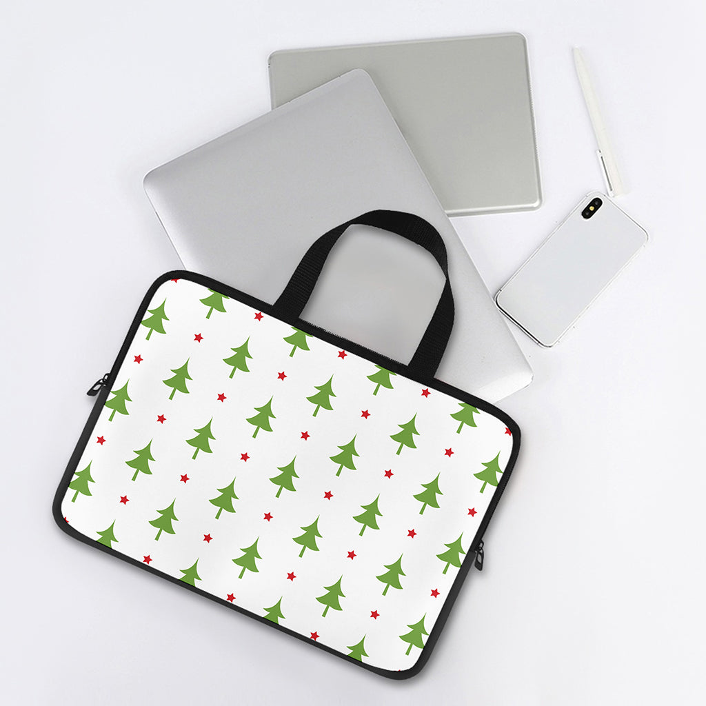 Christmas Tree And Star Pattern Print Laptop Sleeve With Handle