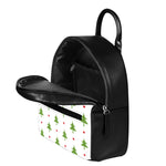 Christmas Tree And Star Pattern Print Leather Backpack