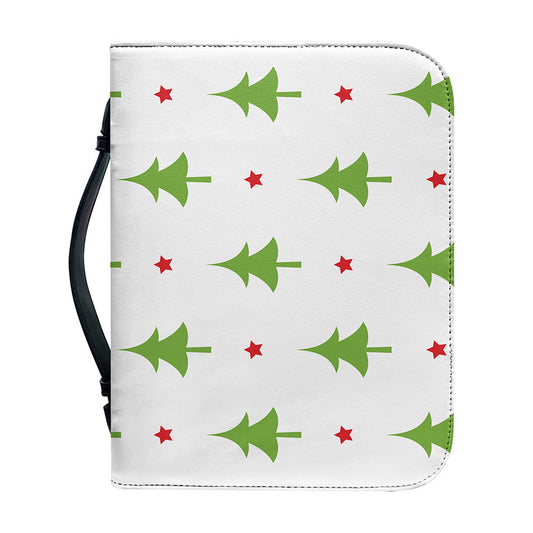 Christmas Tree And Star Pattern Print Leather Bible Cover
