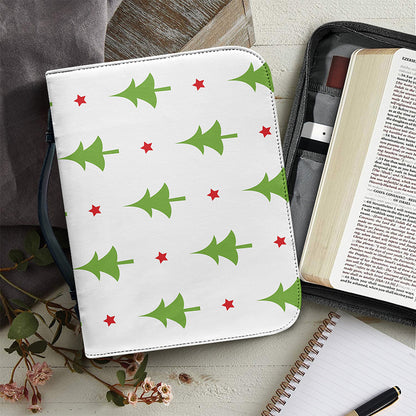Christmas Tree And Star Pattern Print Leather Bible Cover