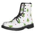 Christmas Tree And Star Pattern Print Lace-Up Boots
