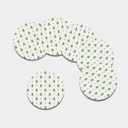 Christmas Tree And Star Pattern Print Leather Coaster Set