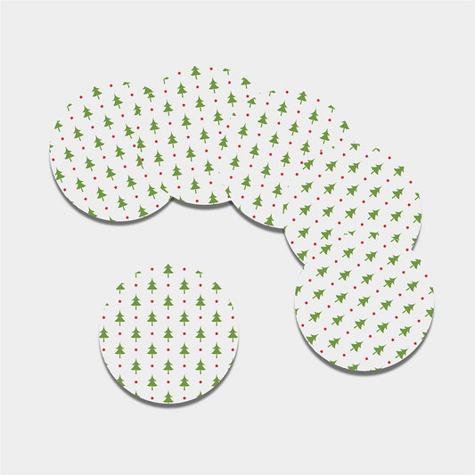 Christmas Tree And Star Pattern Print Leather Coaster Set