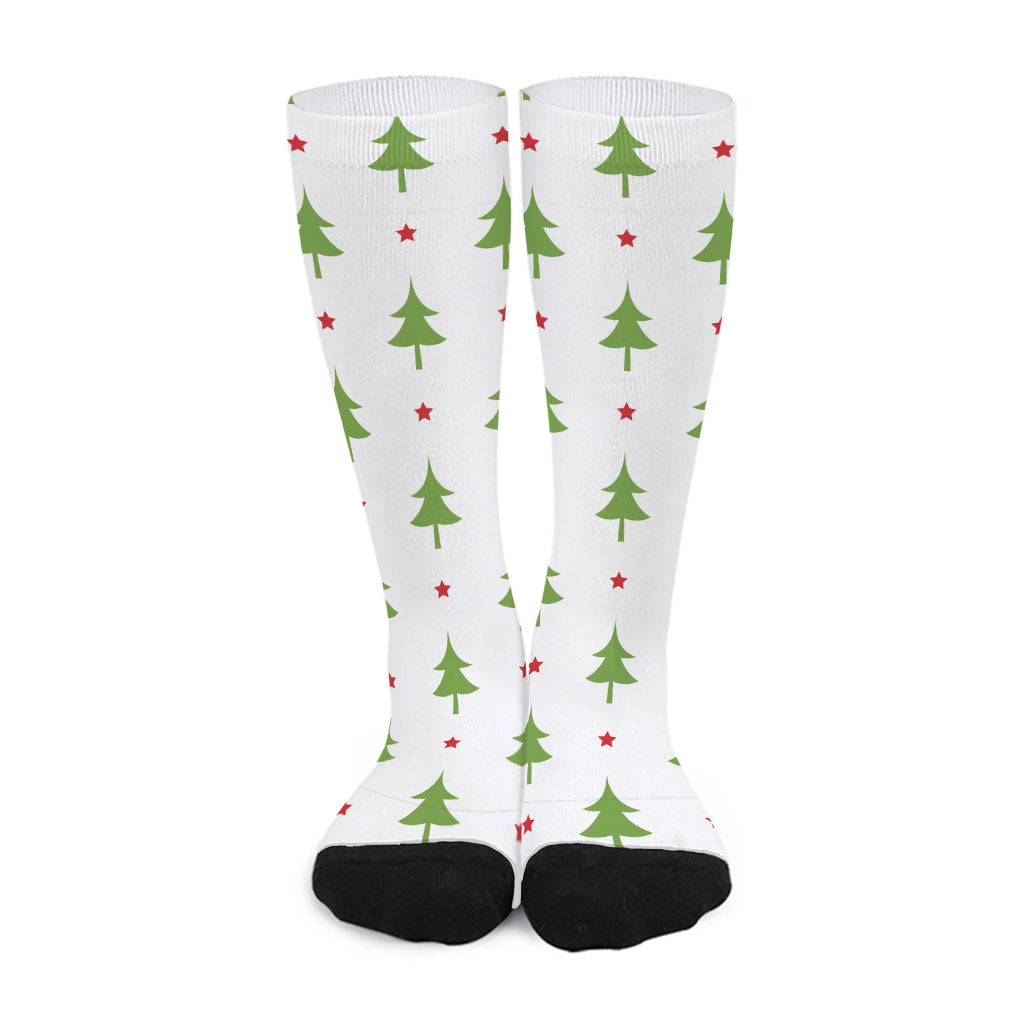 Christmas Tree And Star Pattern Print Long Socks