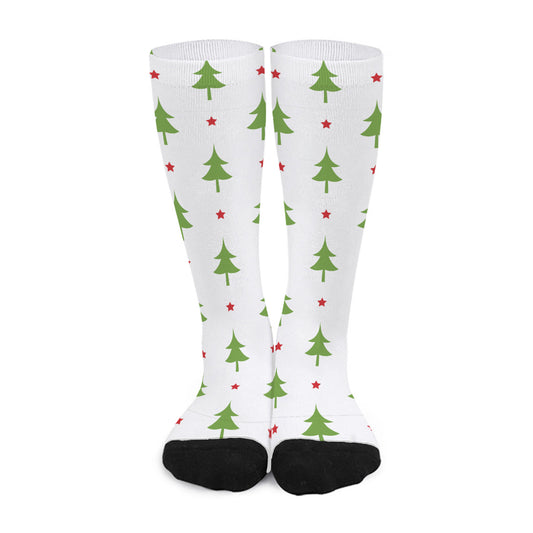Christmas Tree And Star Pattern Print Long Socks