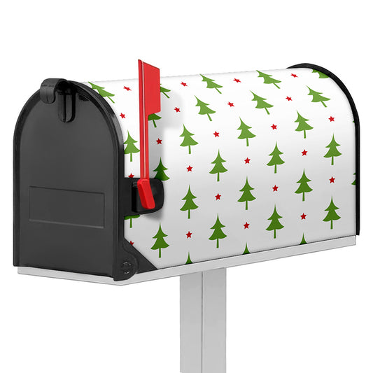 Christmas Tree And Star Pattern Print Mailbox Cover