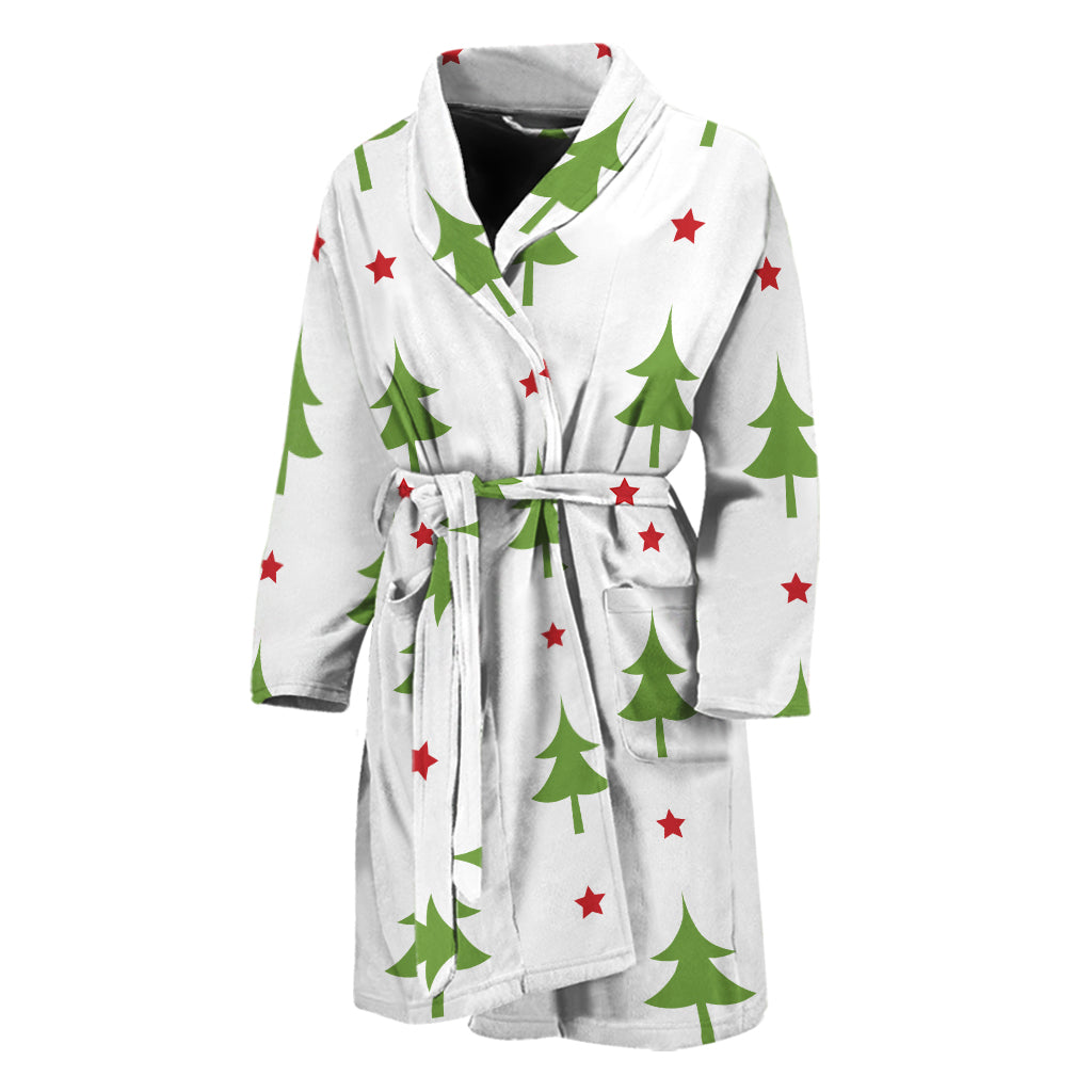 Christmas Tree And Star Pattern Print Men's Bathrobe