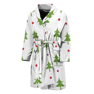 Christmas Tree And Star Pattern Print Men's Bathrobe