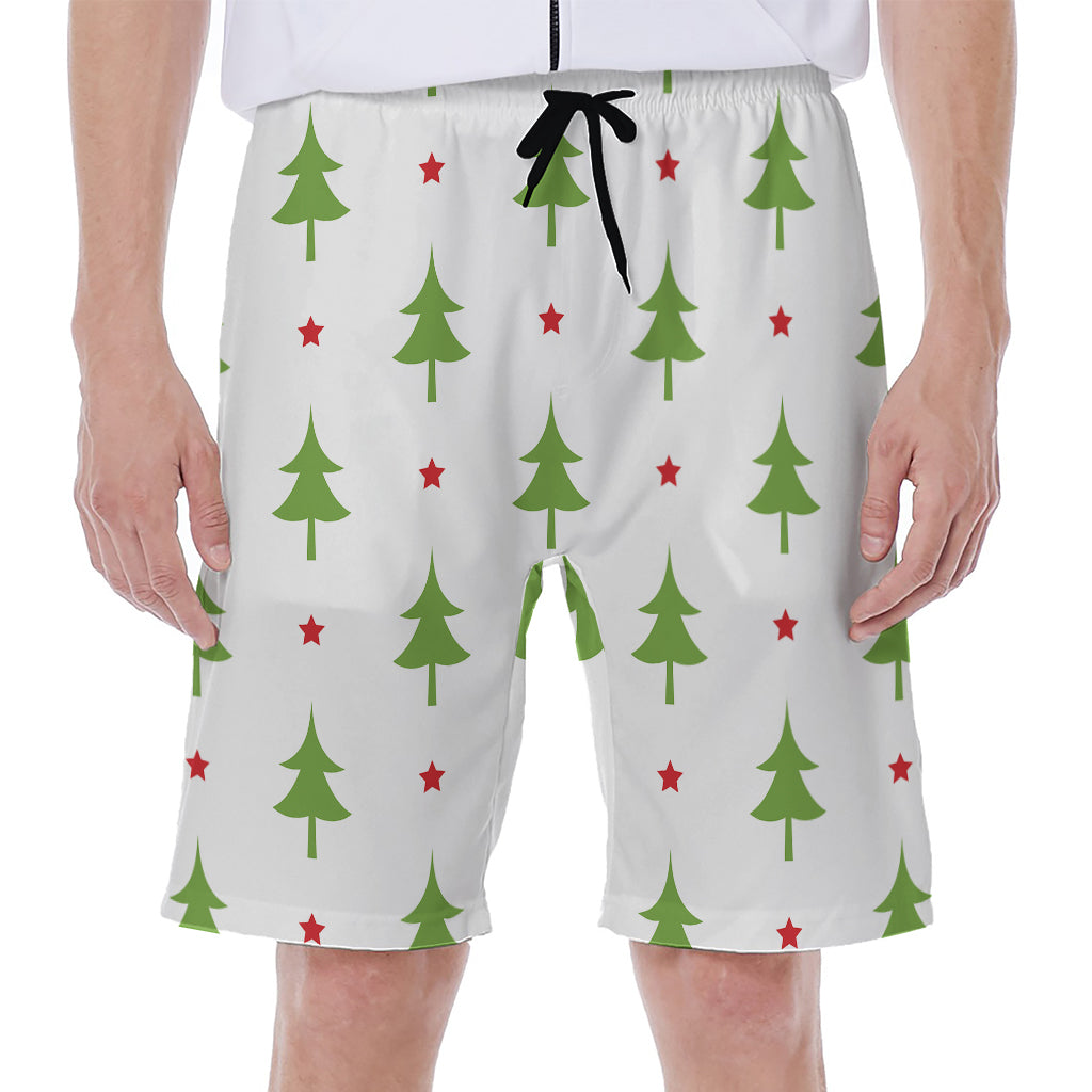 Christmas Tree And Star Pattern Print Men's Beach Shorts