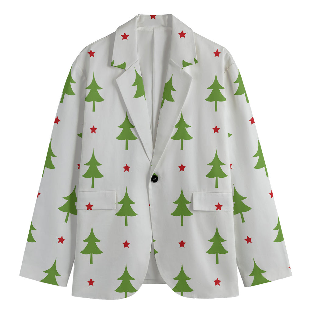 Christmas Tree And Star Pattern Print Men's Blazer