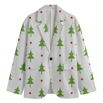 Christmas Tree And Star Pattern Print Men's Blazer