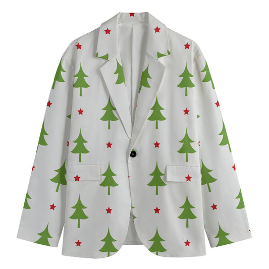 Christmas Tree And Star Pattern Print Men's Blazer
