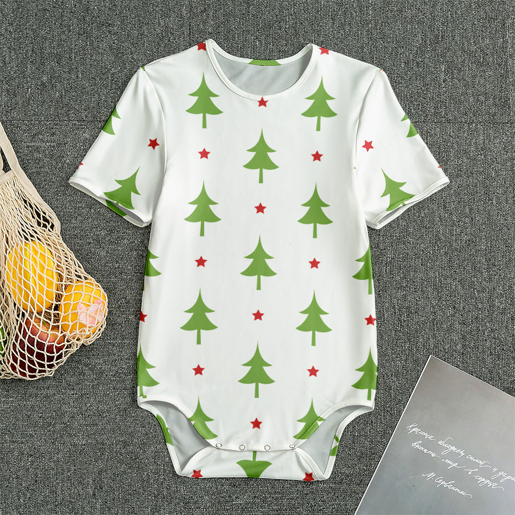 Christmas Tree And Star Pattern Print Men's Bodysuit