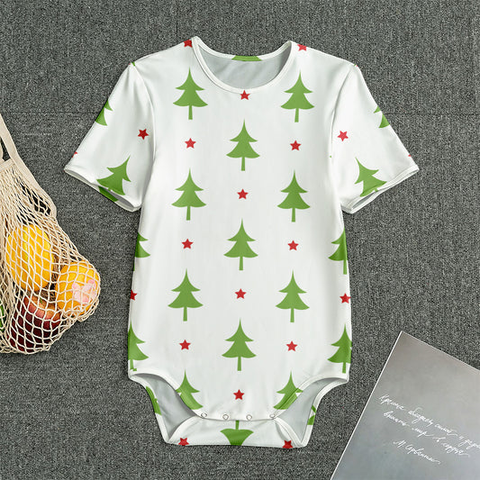 Christmas Tree And Star Pattern Print Men's Bodysuit