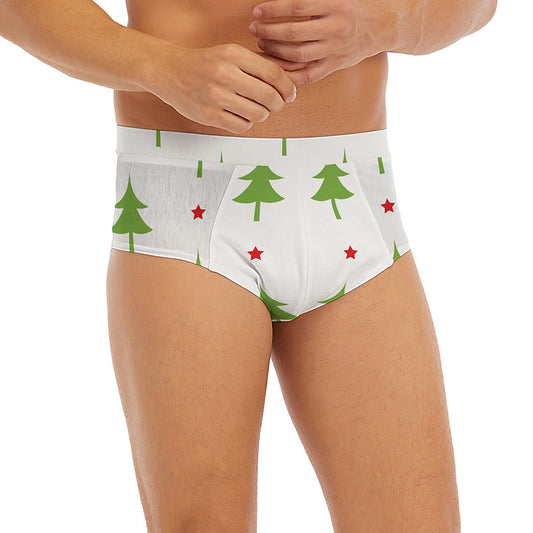 Christmas Tree And Star Pattern Print Men's Briefs