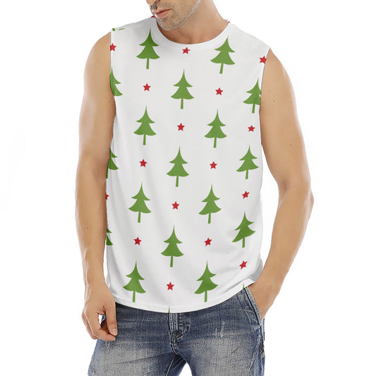 Christmas Tree And Star Pattern Print Men's Fitness Tank Top