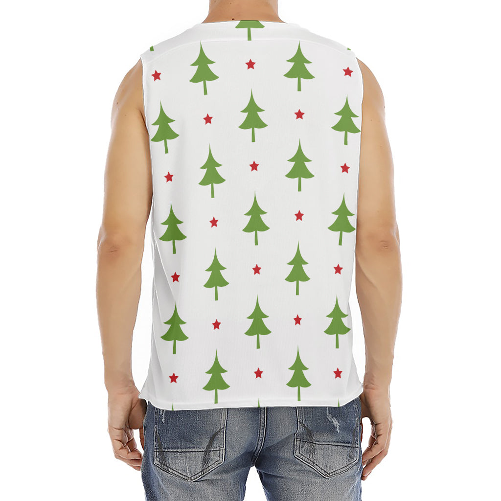 Christmas Tree And Star Pattern Print Men's Fitness Tank Top