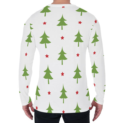 Christmas Tree And Star Pattern Print Men's Long Sleeve T-Shirt