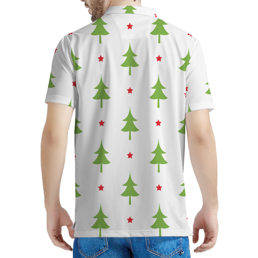 Christmas Tree And Star Pattern Print Men's Polo Shirt