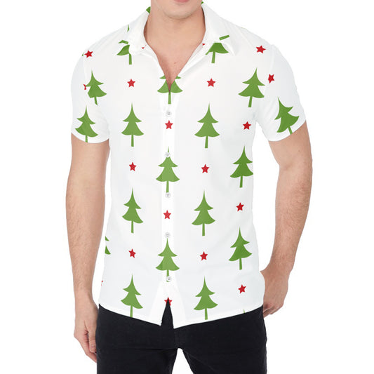 Christmas Tree And Star Pattern Print Men's Shirt