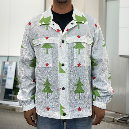 Christmas Tree And Star Pattern Print Men's Shirt Jacket