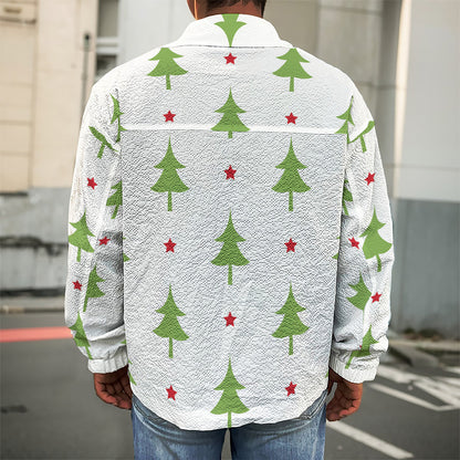 Christmas Tree And Star Pattern Print Men's Shirt Jacket