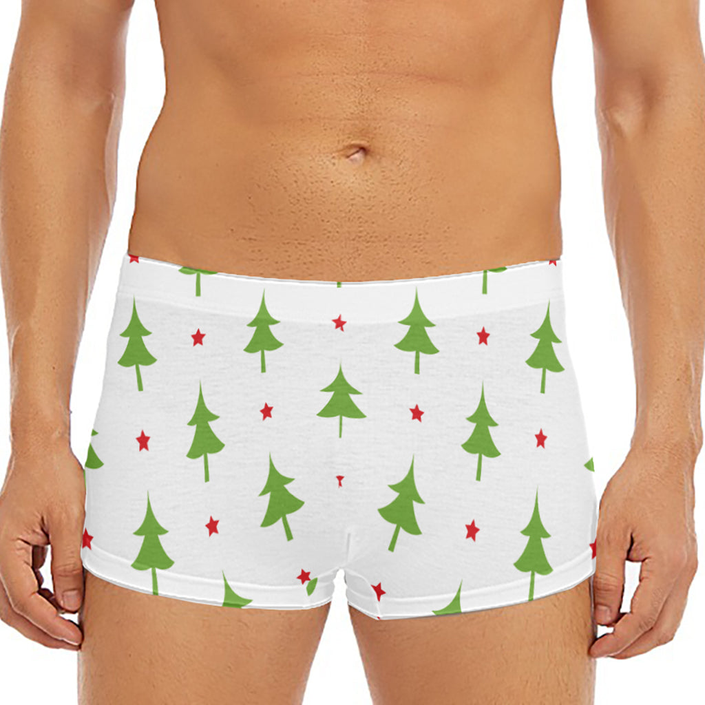 Christmas Tree And Star Pattern Print Men's Short Boxer Briefs