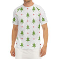 Christmas Tree And Star Pattern Print Men's Short Sleeve Rash Guard