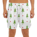 Christmas Tree And Star Pattern Print Men's Split Running Shorts