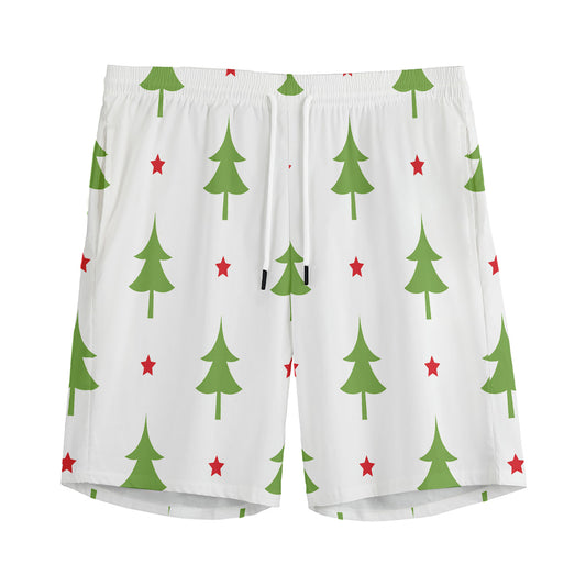 Christmas Tree And Star Pattern Print Men's Sports Shorts