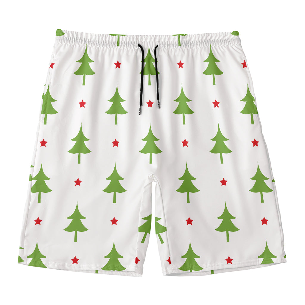 Christmas Tree And Star Pattern Print Men's Swim Trunks