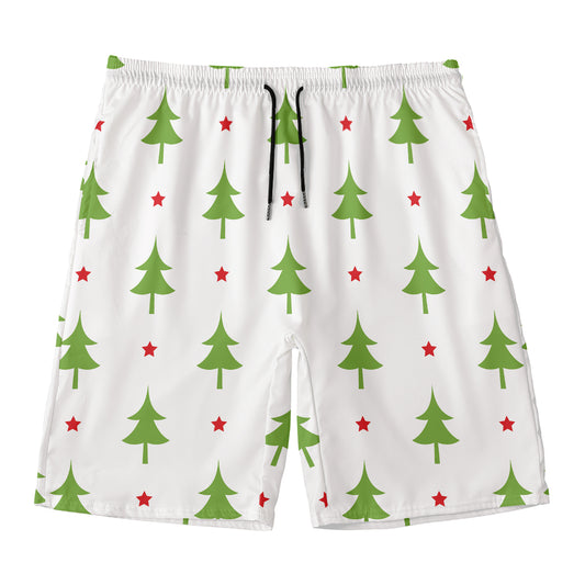 Christmas Tree And Star Pattern Print Men's Swim Trunks
