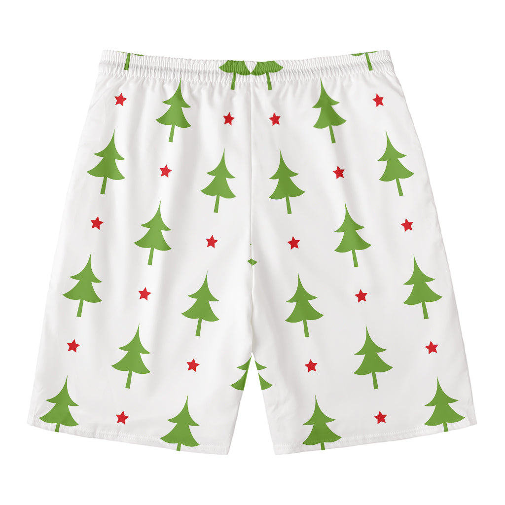 Christmas Tree And Star Pattern Print Men's Swim Trunks