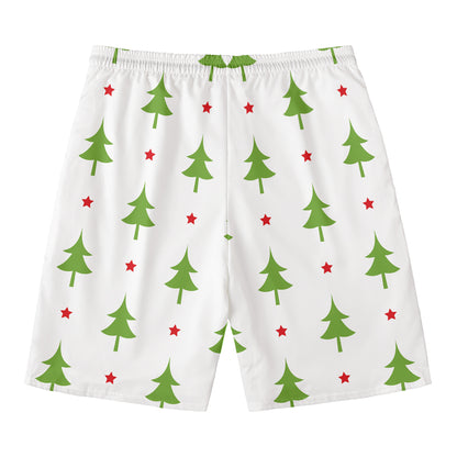 Christmas Tree And Star Pattern Print Men's Swim Trunks