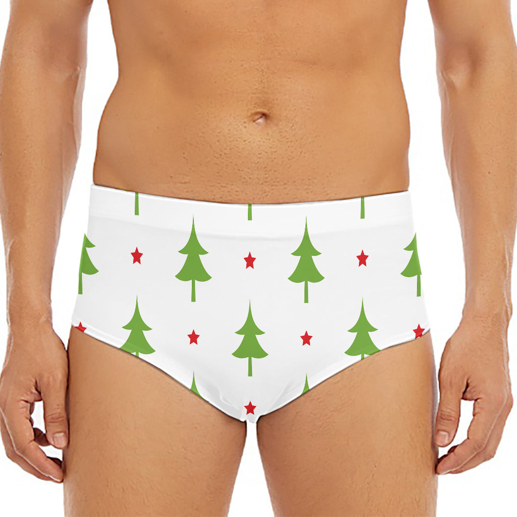 Christmas Tree And Star Pattern Print Men's Triangle Swim Briefs