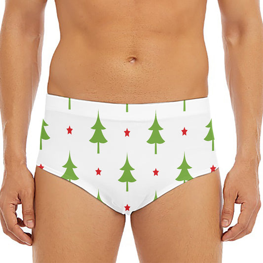 Christmas Tree And Star Pattern Print Men's Triangle Swim Briefs