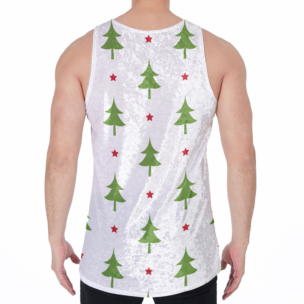 Christmas Tree And Star Pattern Print Men's Velvet Tank Top