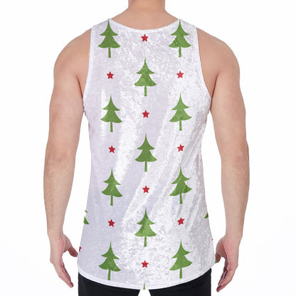 Christmas Tree And Star Pattern Print Men's Velvet Tank Top