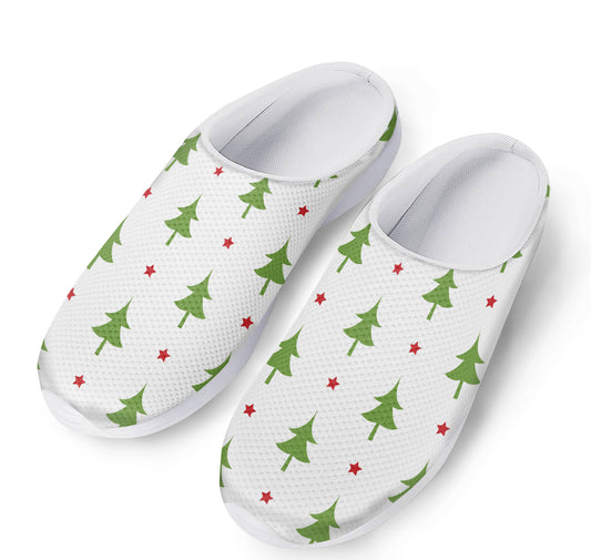 Christmas Tree And Star Pattern Print Mesh Casual Shoes