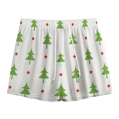 Christmas Tree And Star Pattern Print Mesh Shorts