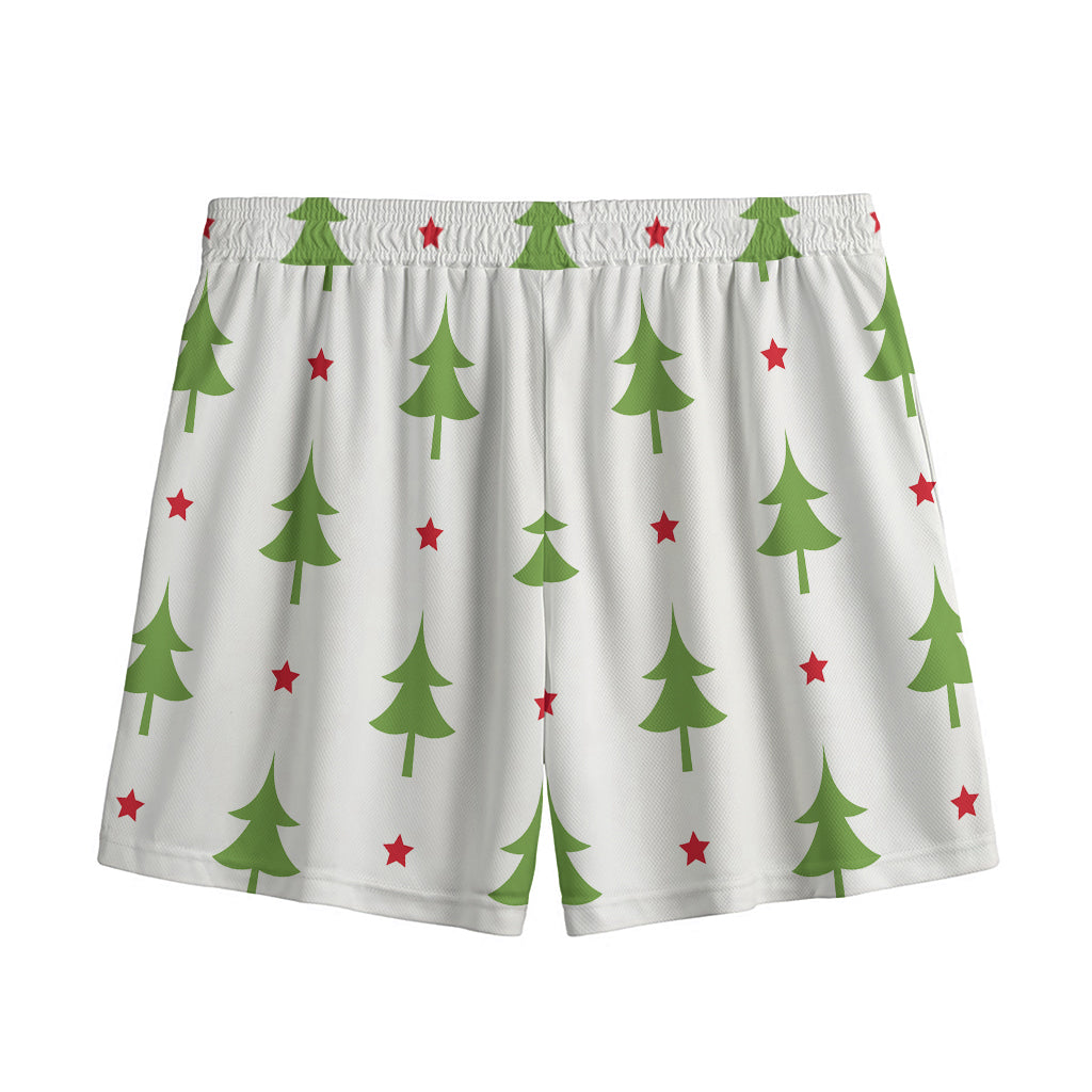 Christmas Tree And Star Pattern Print Mesh Shorts